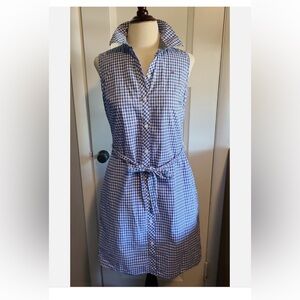 🆕 Tommy Hilfiger Blue Checkered Midi Dress w/pockets